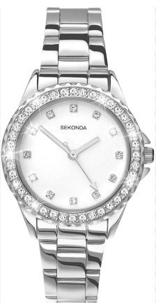 Sekonda Women'S Silver-Tone Watch With Crystal Bezel